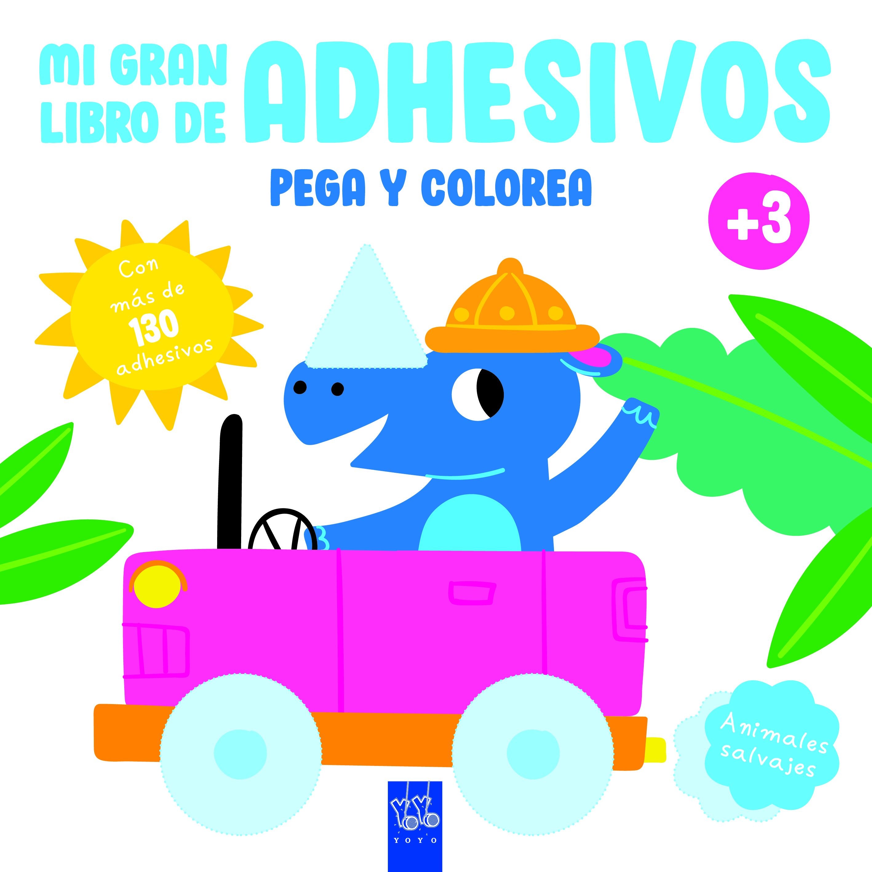 Mi gran libro de adhesivos pega y colorea. Animales salvajes. YOYO (Yoyo) 9788408234623