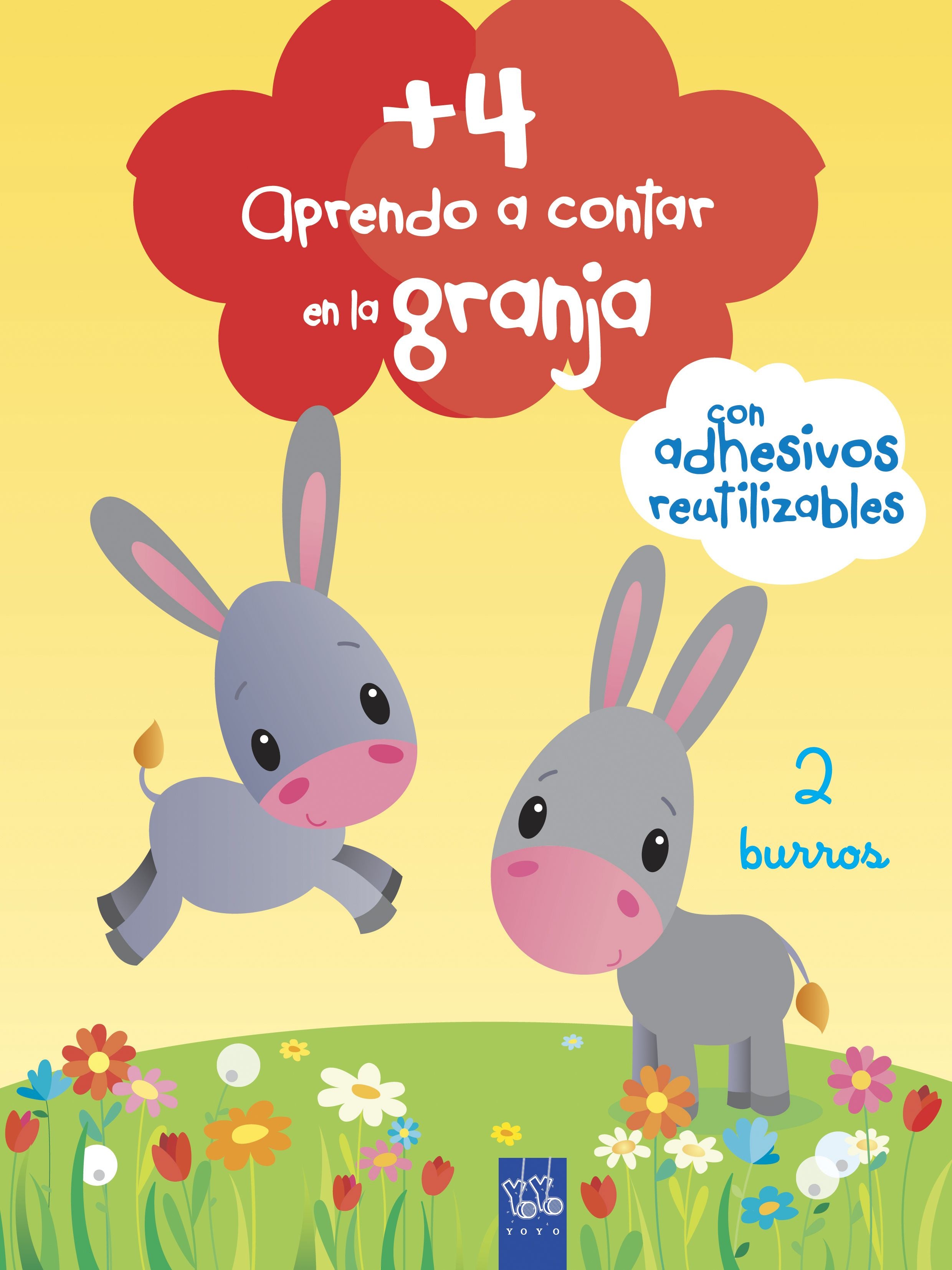 Aprendo a contar en la granja +4: 2 Burros. Con adhesivos reutilizables Imagen principal del producto