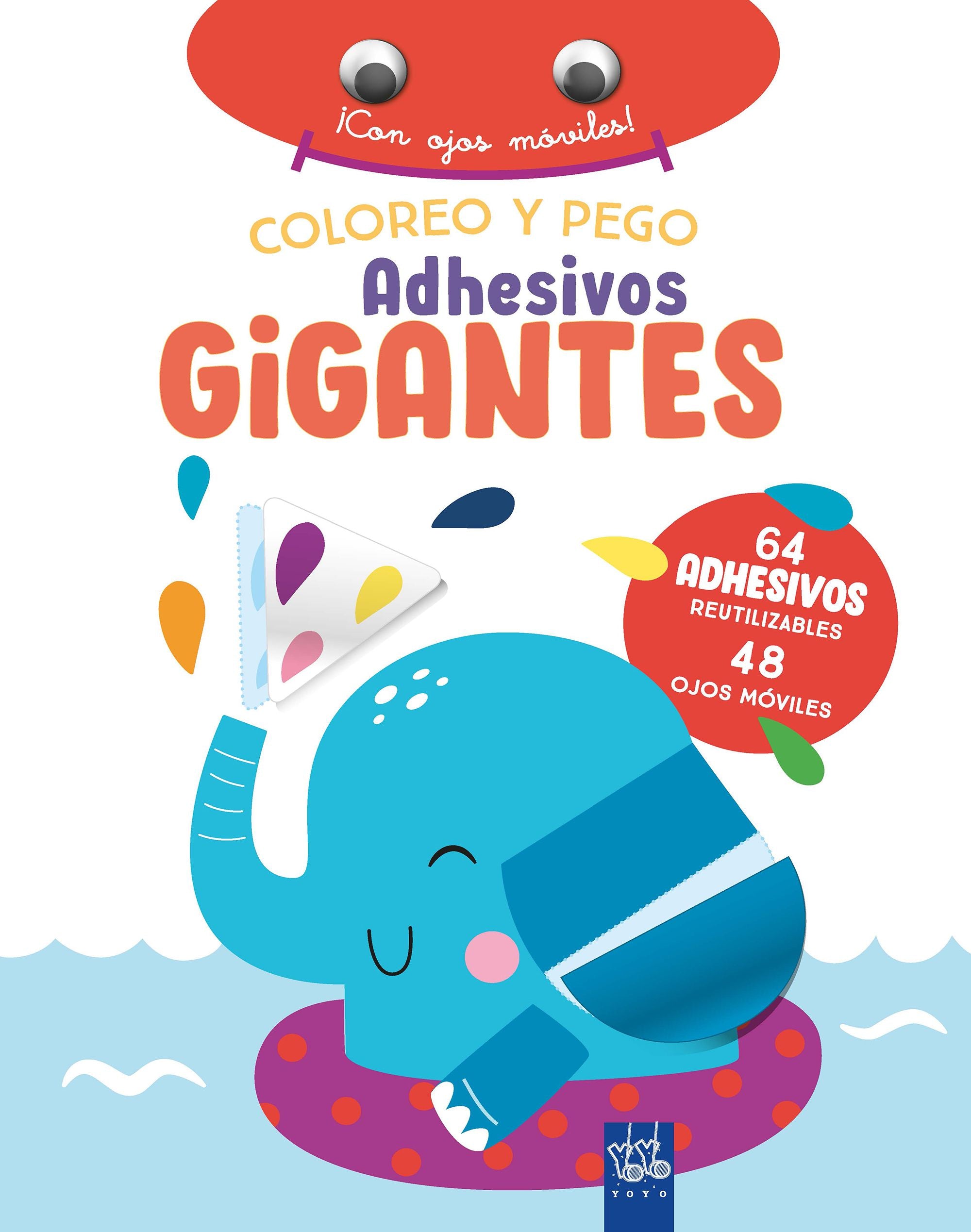 Coloreo y pego adhesivos gigantes. Elefante. YOYO (Yoyo) 9788408266402