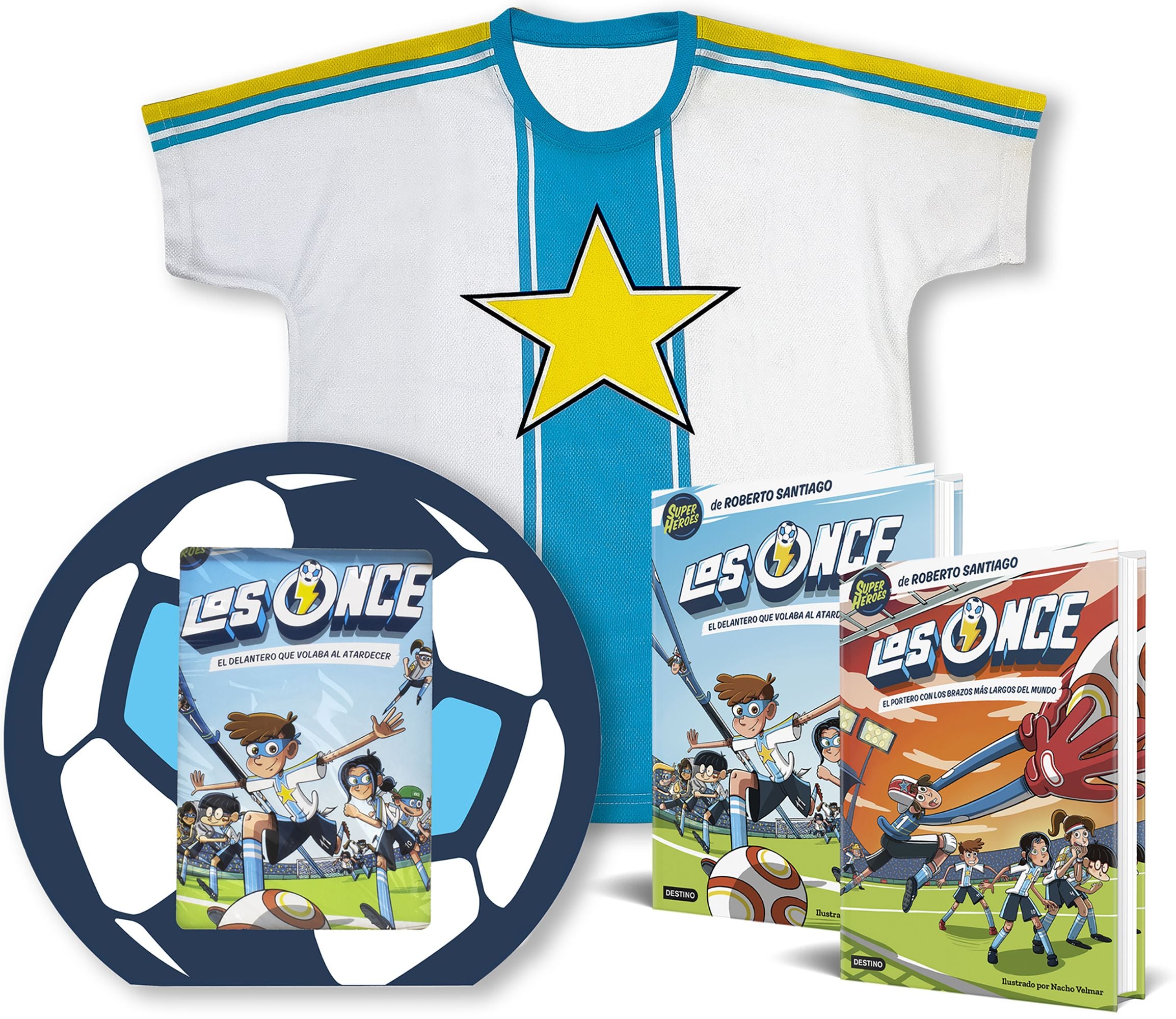 Estuche Los Once 1 + Los Once 2 con camiseta. Roberto Santiago (Destino Infantil & Juvenil) 9788408265191 Imagen principal del producto