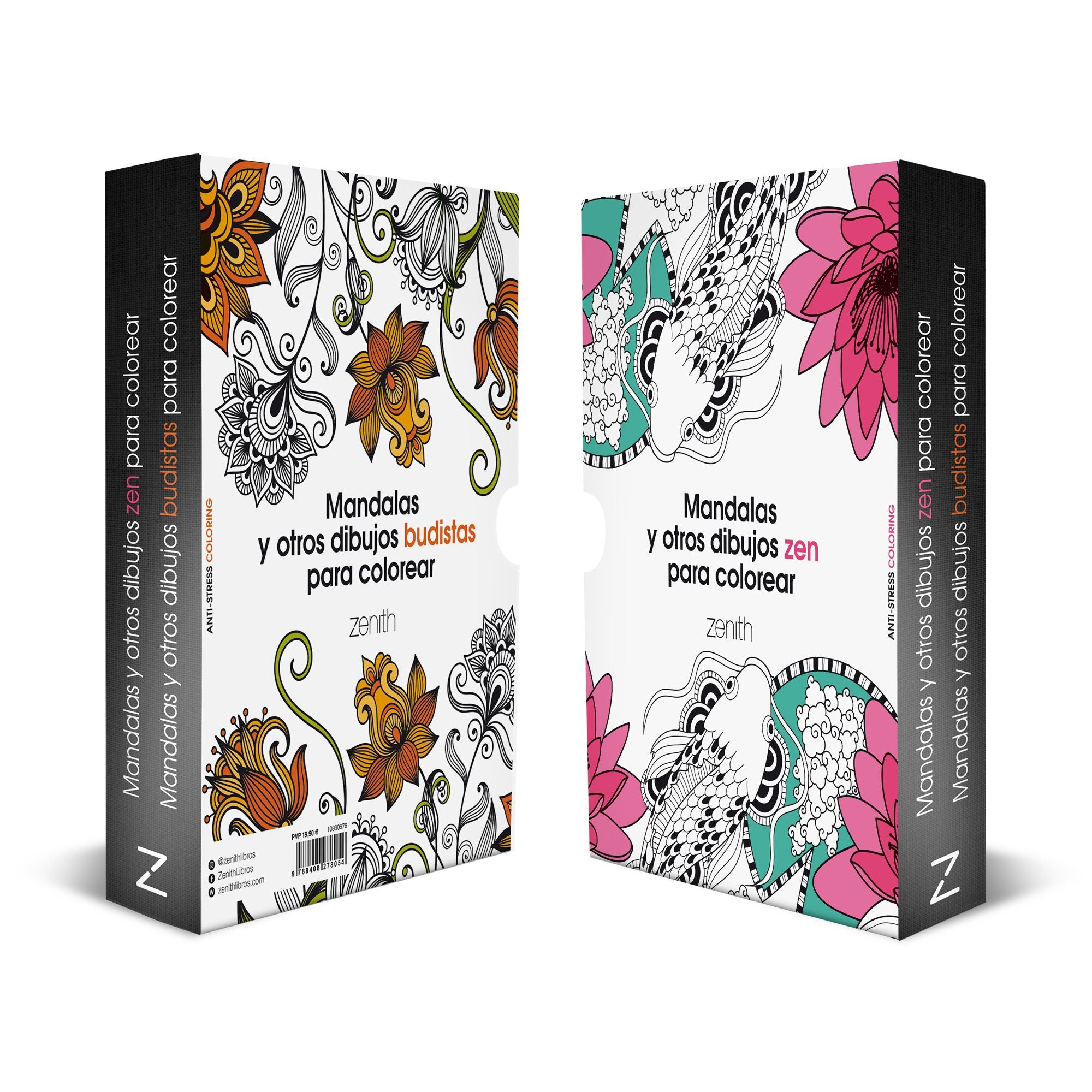 Estuche Mandalas y otros dibujos para colorear: ¡Los libros más populares de la colección antistress coloring ahora juntos en un pack!. AA. VV. (Zenith) 9788408278054