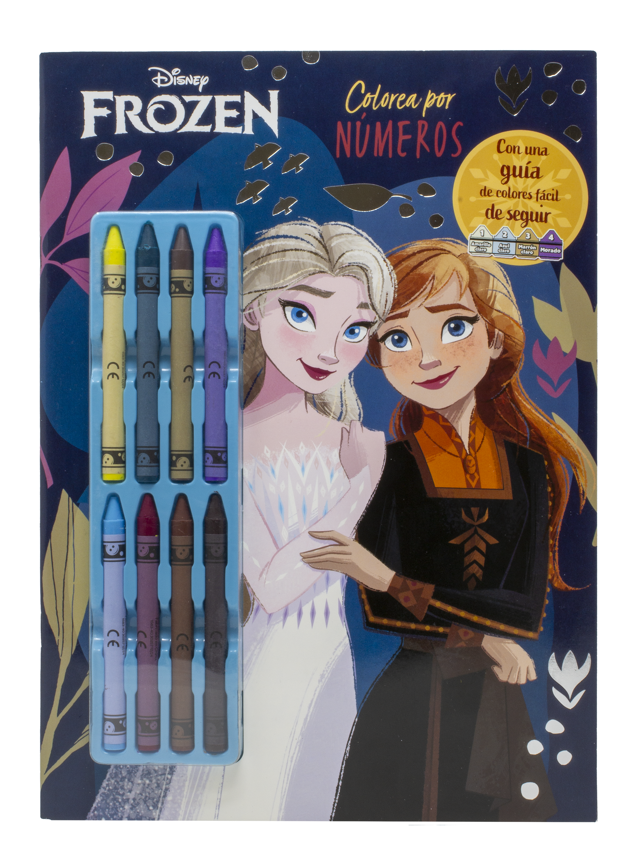 Frozen. Colorea por números con ceras: Con 8 ceras de colores. Disney (Libros Disney) 9788410029576 Imagen principal del producto