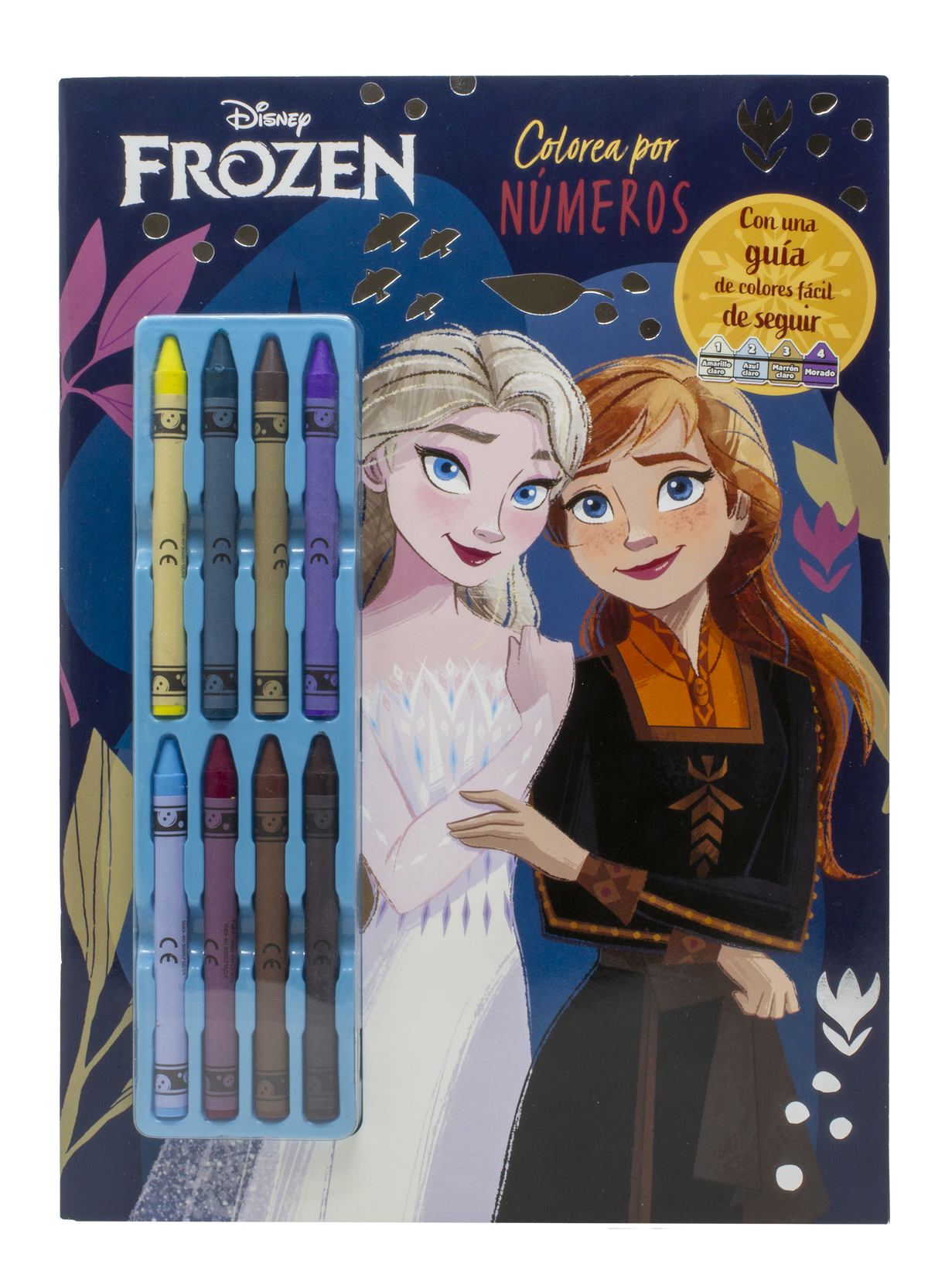 Frozen. Colorea por números con ceras: Con 8 ceras de colores. Disney (Libros Disney) 9788410029576