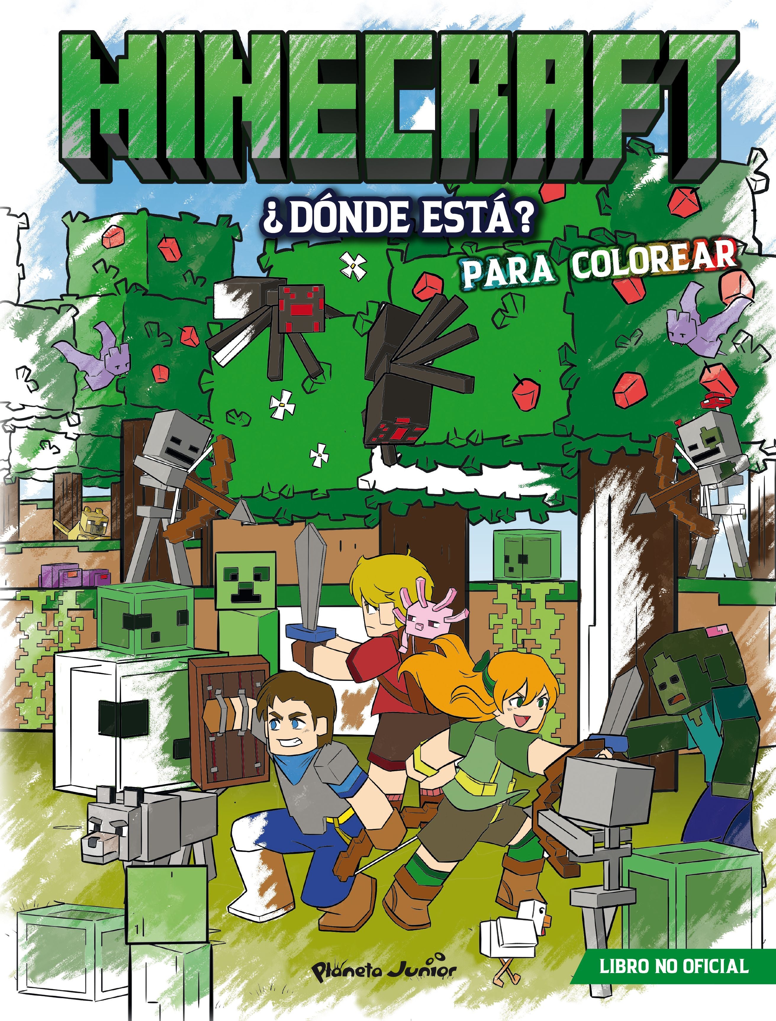 Minecraft. ¿Dónde está? Para colorear. AA. VV. (Planeta Junior) 9788408311379