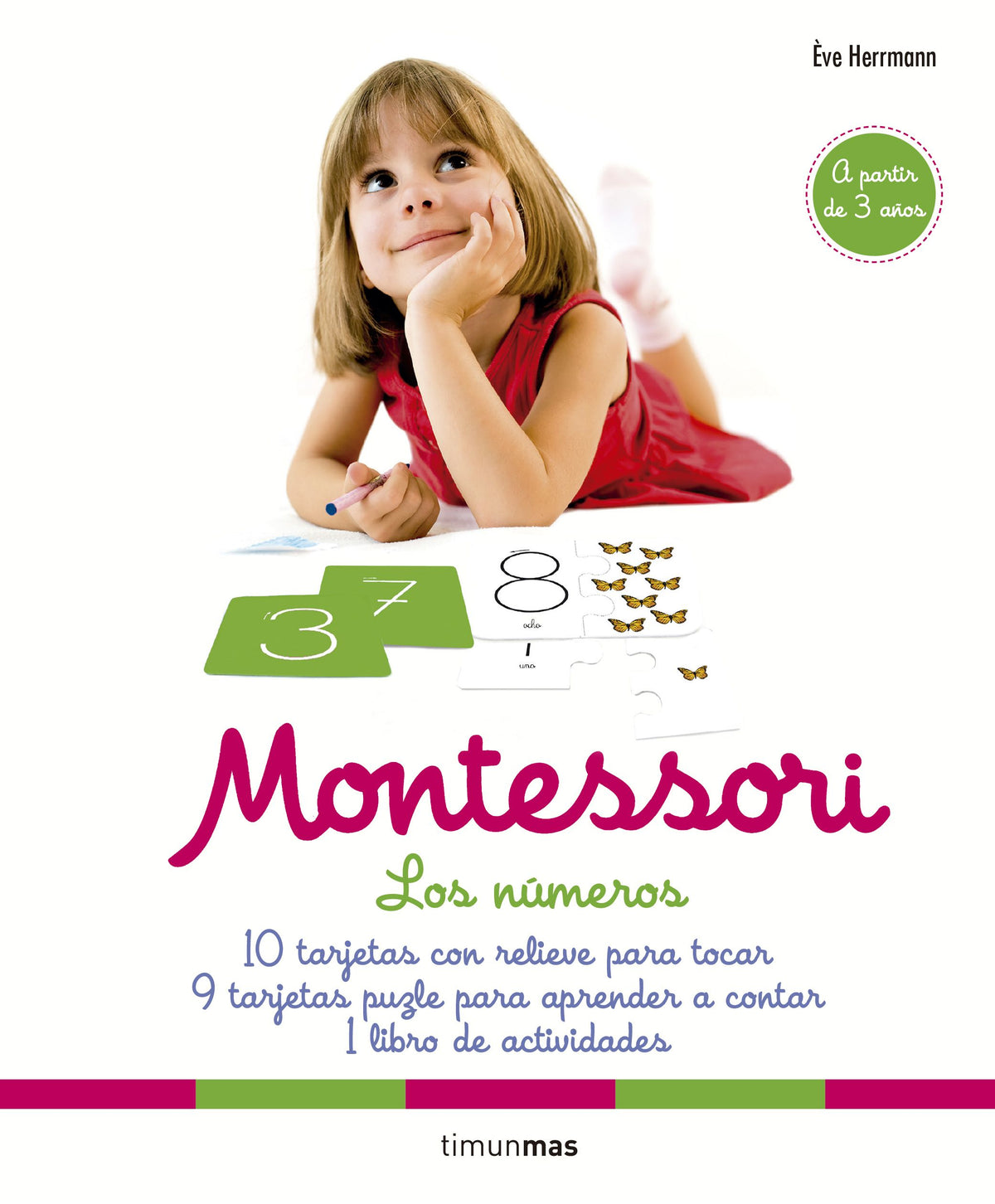Montessori. Los números: 10 tarjetas con relieve para tocar. 9 tarjetas puzle para aprender a contar. 1 libro de actividades