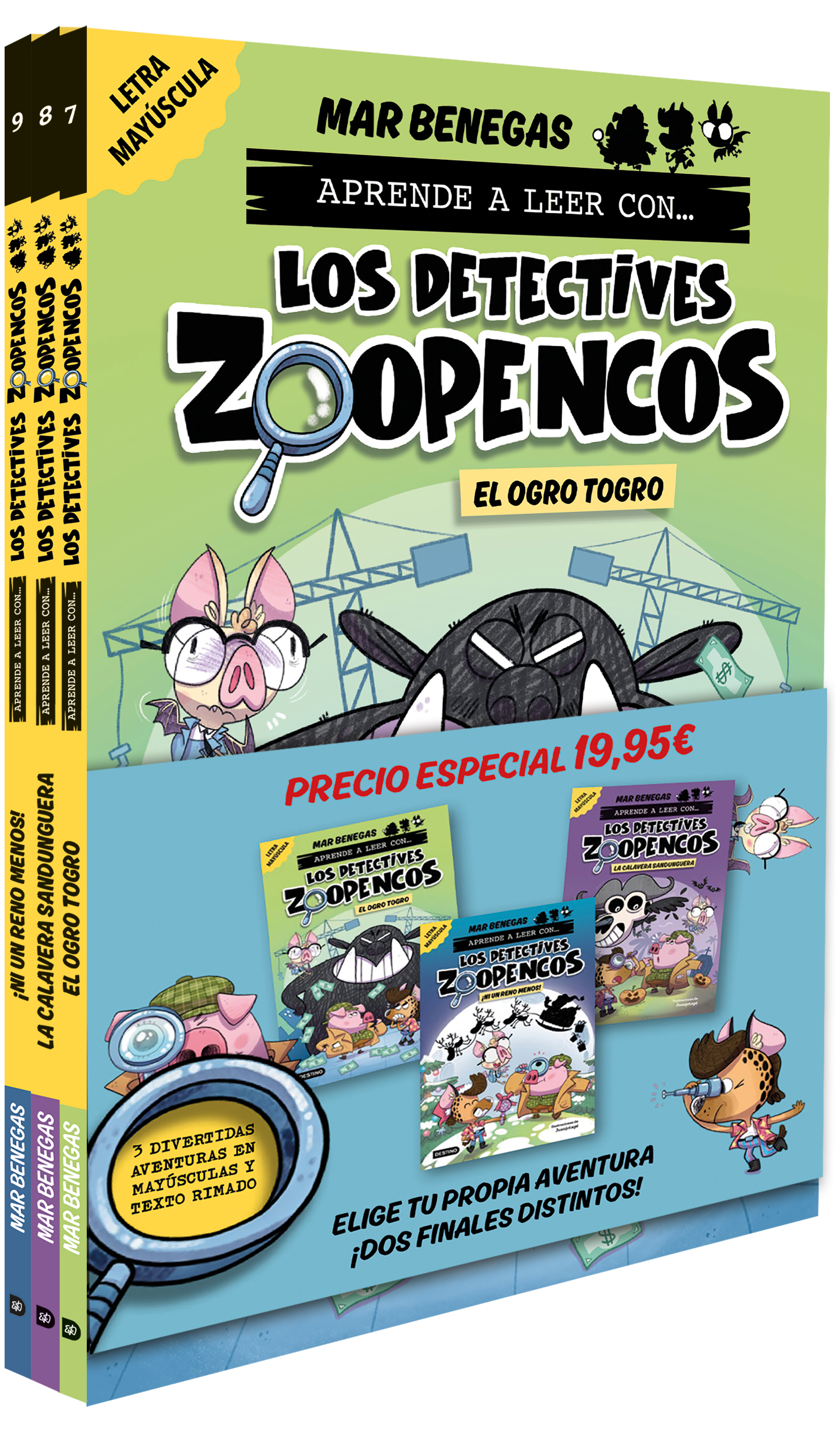Pack Aprender a leer con... ¡Los Detectives Zoopencos! 7, 8 y 9: En letra MAYÚSC: En letra MAYÚSCULA para aprender a leer (libros para niños a partir de 5 años). Elige tu propia historia. Mar Benegas (Destino Infantil & Juvenil) 9788408310808 Imagen principal del producto