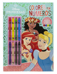 Princesas. Colorea por números con ceras: Con 8 ceras de colores. Disney (Libros Disney) 9788410029569