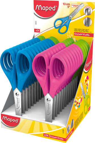 ▶ TIJERA ESCOLAR MAPED 13CM ESSENTIALS CAJA DE 24 UNIDADES