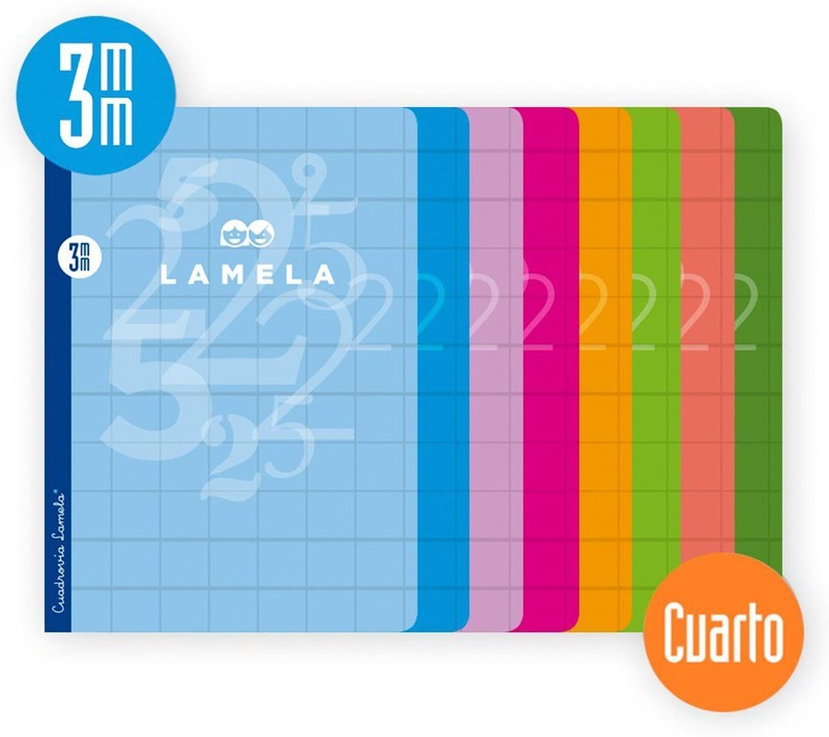 CUADERNO LAMELA Fº CUADROVIA 4MM 80 HOJAS TAPA BLANDA COLORES SURTIDOS  (07F004)