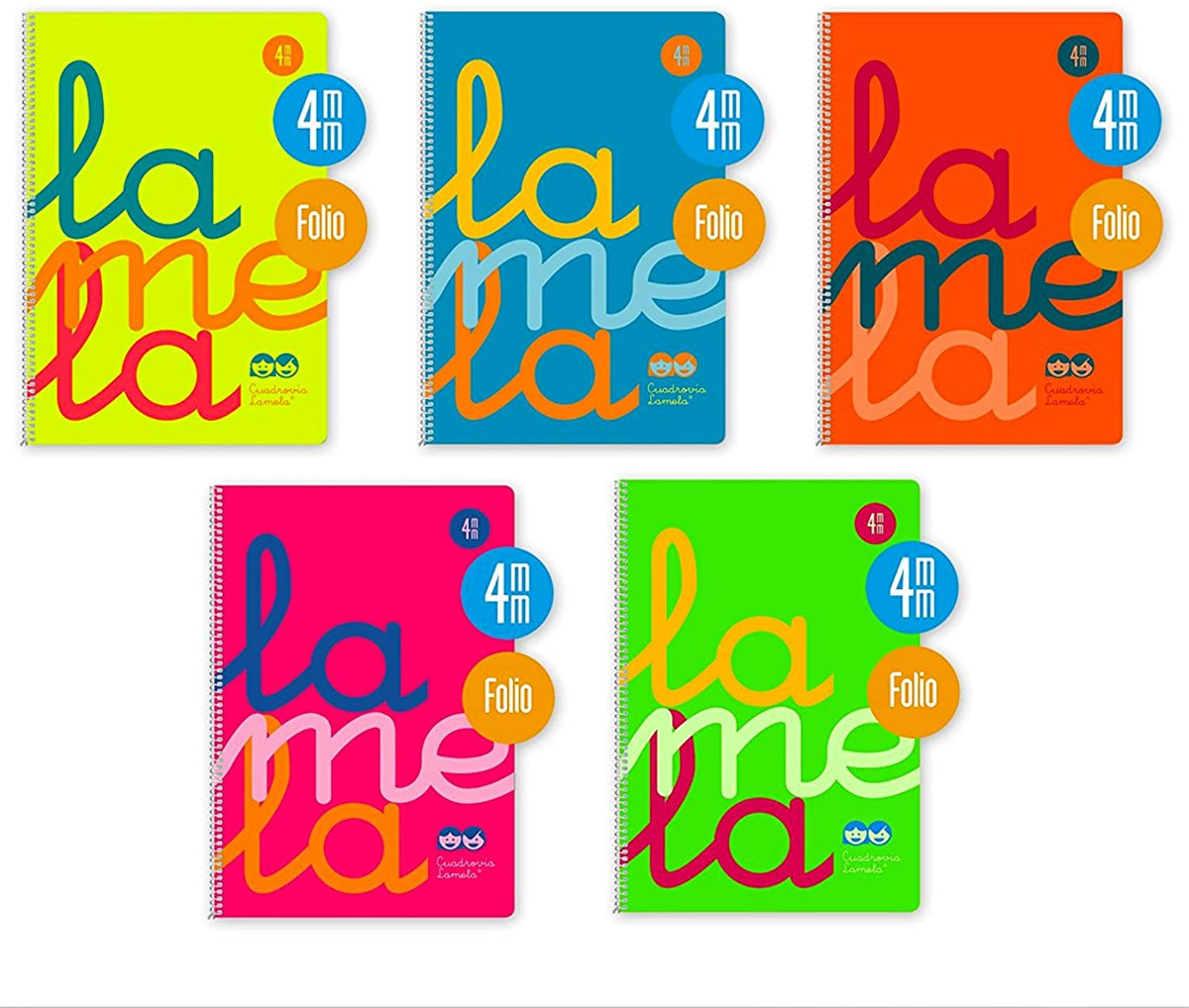 Bloc Lamela Fº fluor PP 80 hojas Cuadrícula 4mm 90g, (pack de 6 cuadernos)