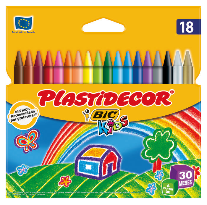CERA PLASTIDECOR COLORES SURTIDOS NUEVO - Blister 18 ceras - CAJA CON 12 BLISTERS Imagen principal del producto