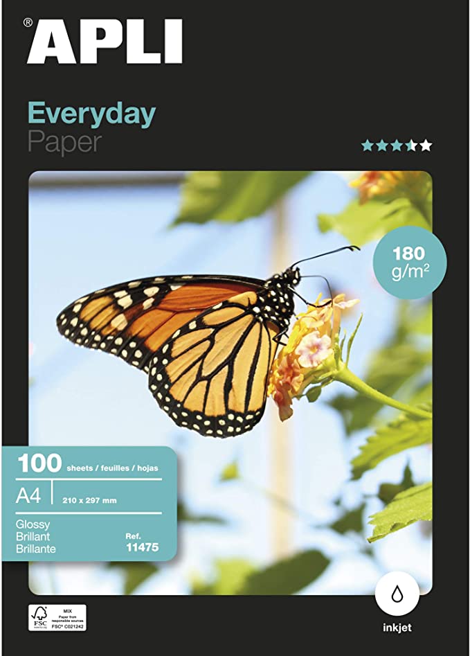 ✅ PAPEL FOTOGRÁFICO 180GR GLOSSY BRILLANTE PAQUETE 100 HOJAS Imagen principal del producto