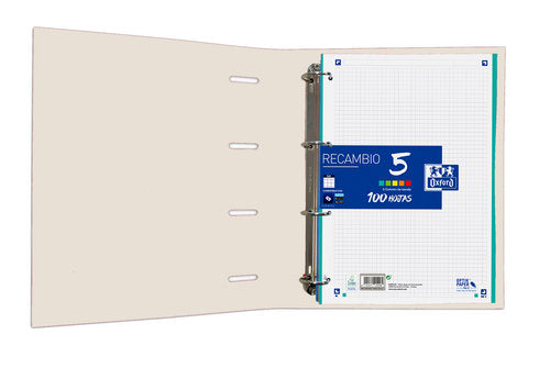 ► CARPEBLOC OXFORD EXTRADURA A4+ CON RECAMBIO 100H 5X5 BLANCO Imagen secundaria del producto