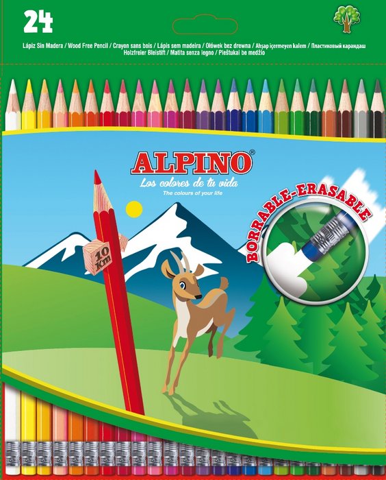 LAPICES COLORES ALPINO BORRABLES ESTUCHE 24 UDS Imagen principal del producto