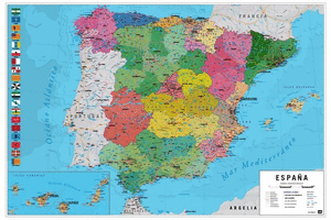 ✅ POSTER MAPA ESPAÑA FISICO POLITICO Imagen principal del producto