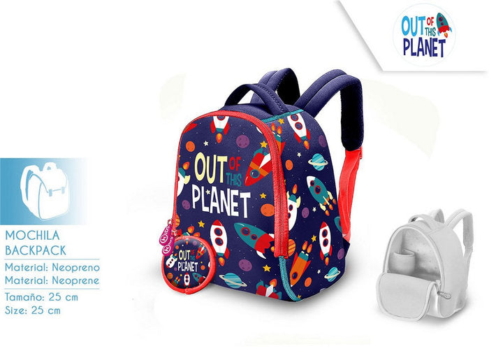 MOCHILA NEOPRENO 25CM Colección out Planet Mochila Tiempo Libre y Sportwear Infantil, Juventud Unisex, Multicolor (Multicolor)