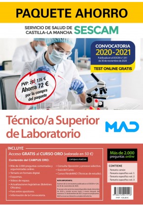 PACK AHORRO TÉCNICO SUPERIOR DE LABORATORIO SESCAM CONVOCATORIA 2020 Imagen principal del producto