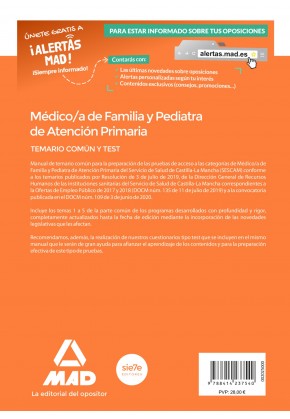Médico/a de Familia y Pediatra de Atención Primaria del Servicio de Salud de Castilla-La Mancha (SESCAM) Imagen secundaria del producto