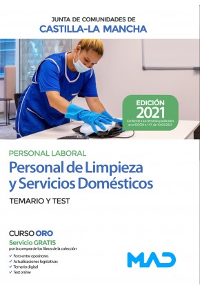 Personal de Limpieza y Servicios Domésticos personal laboral (grupo V) de la Junta de Comunidades de Castilla-La Mancha. Año 2021 Imagen principal del producto