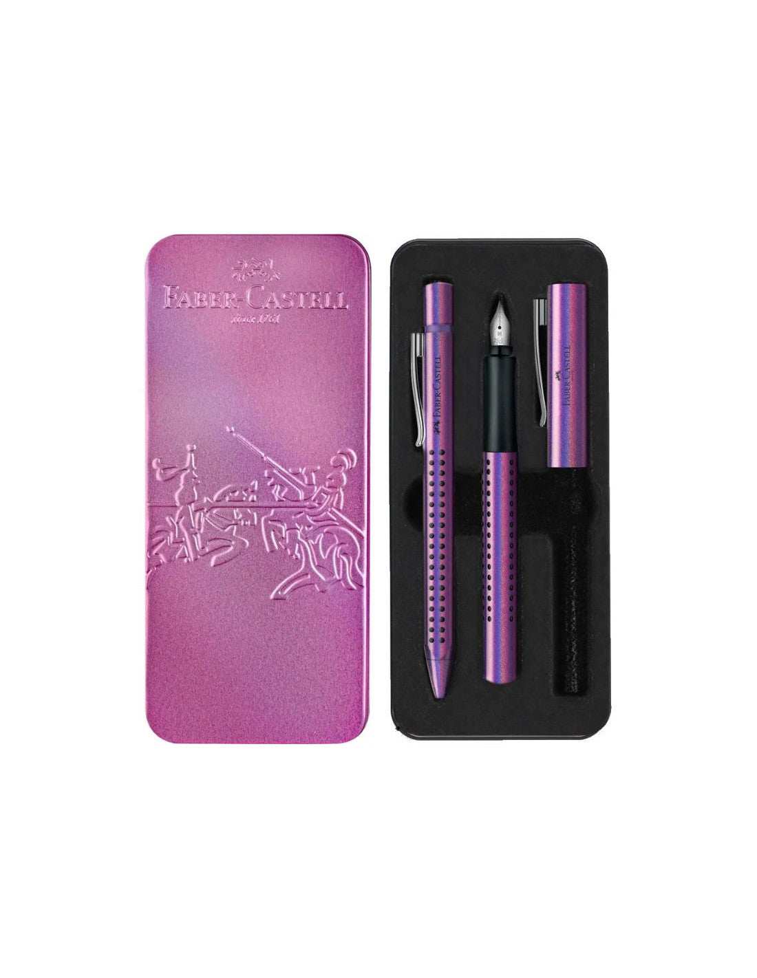 ✅ JUEGO BOLIGRAFO + PLUMA GRIP EDITION GLAM VIOLETA