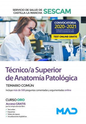 TEMARIO COMÚN TECNICO SUPERIOR ANATOMIA PATOLOGICA SESCAM CONVOCATORIA 2020 Imagen principal del producto